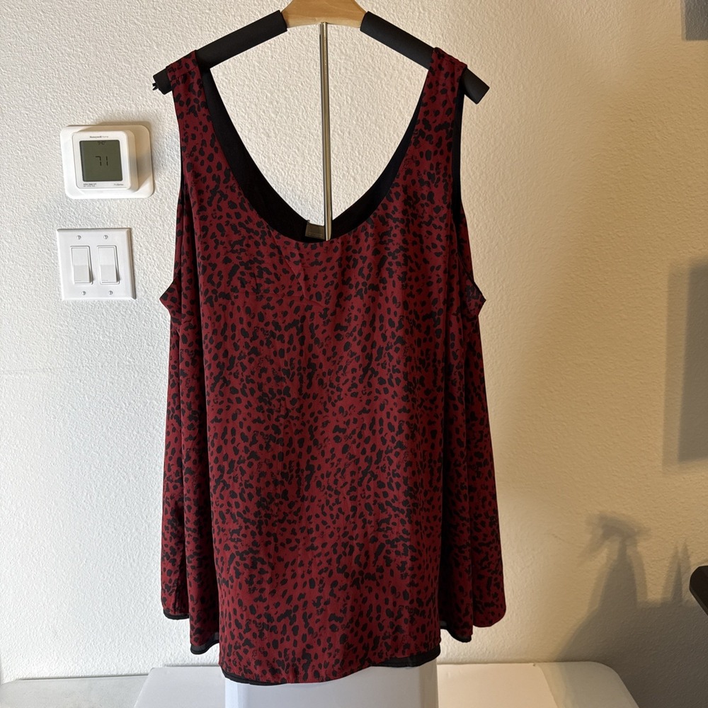 Women's Red Black Sleeveless Scoop Neck Lined Top Plus Size 4XL‎
